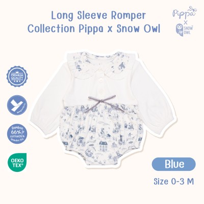 New Collection !! Pippa x Snow Owl  Long Sleeve Romper ชุดแขนยาว-ขาสั้น 0-3 M (MagnetBric) - Blue